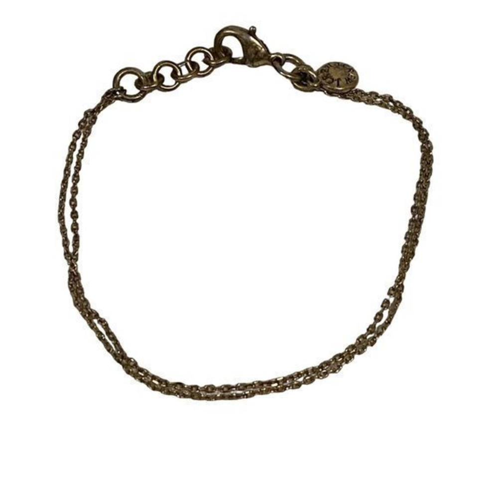 J.‎ Crew Double Strand Fine Chain Antique Gold Tone Bracelet